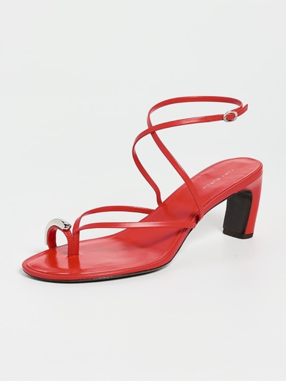 NIB Tory Burch Pierced Strappy Heel Sandals 65mm  RED